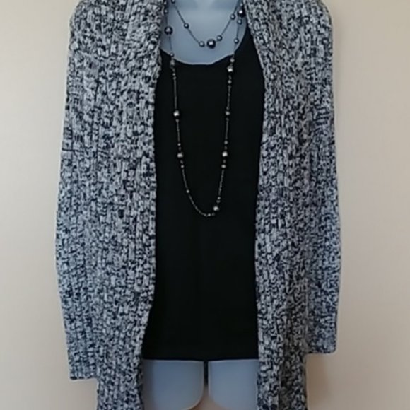 Dress Barn Sweaters - Dress Barn Black and White Open Front Cardigan